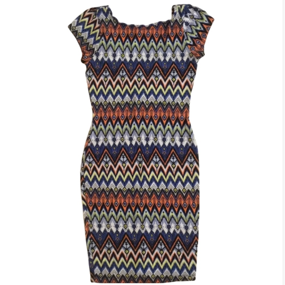 Stretch Bodycon Dress Chevron Tribal Print